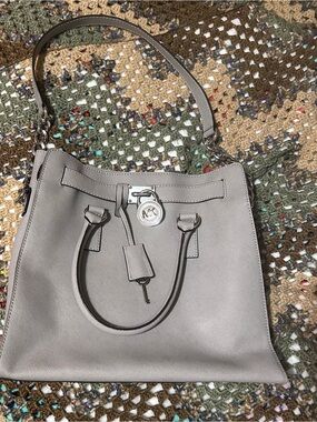 Michael Kors Light Gray Saffiano Shoulder Bag